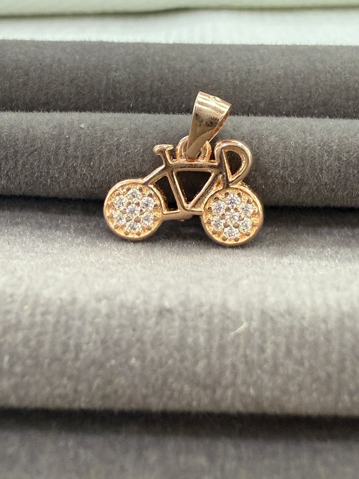 92.5 Silver Rose Gold Plated  Bicycle Fancy pendant